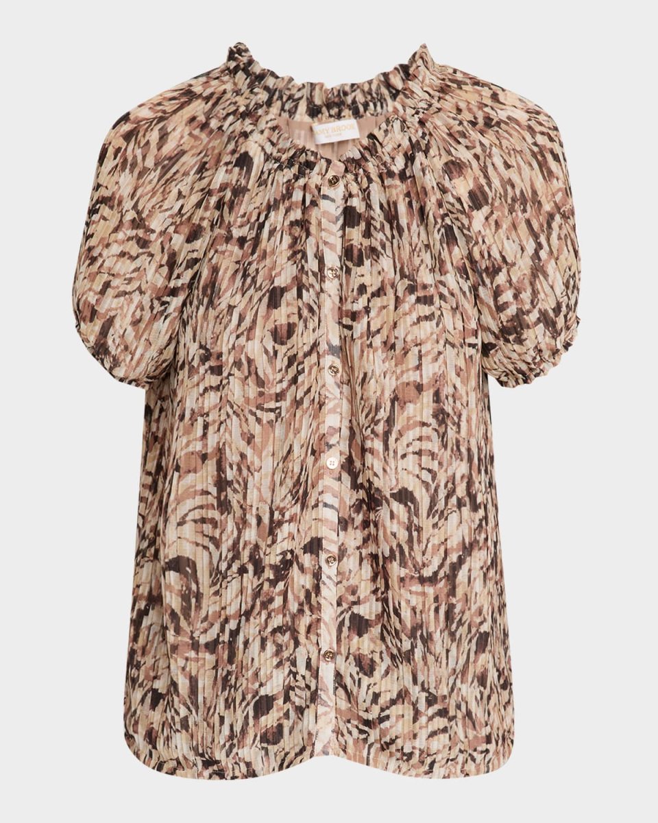 Soraya Pleated Puff-Sleeve Blous